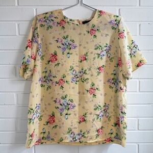 Notations Floral Blouse Vintage Cottagecore Pastel Shoulder Pad Top M